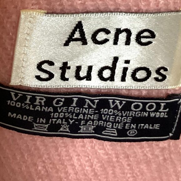 Acne Studios Women's Pink Scarf Shoulder Wrap Fringe Virgin Wool Made in Italy - Picture 7 of 7